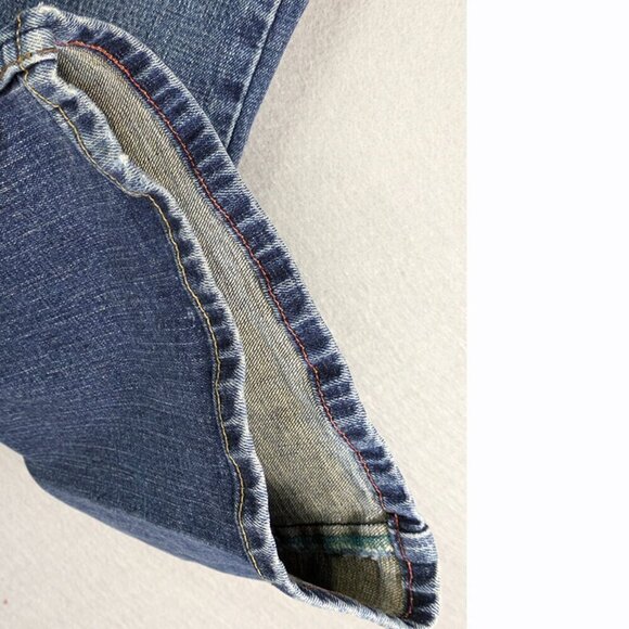 Levi Strauss Denim Jeans Juniors 17 Button Fly Stretch Low Rise Flare Med Wash - Picture 7 of 15